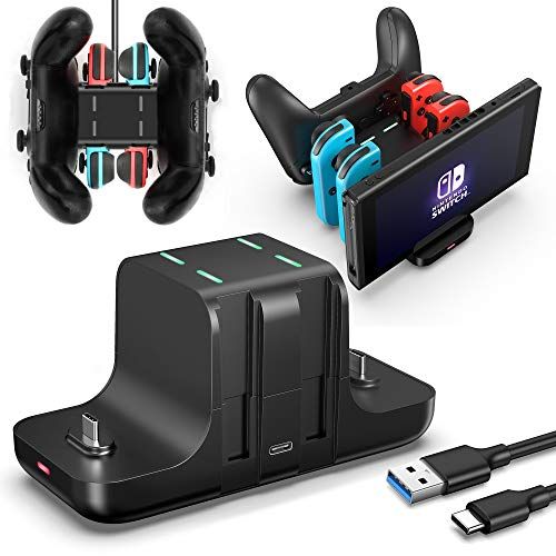 FANPL 6-in-1 Charging Dock for Nintendo Switch Pro & Joy-Con - Fast Charge with Indicator & Type C Cable