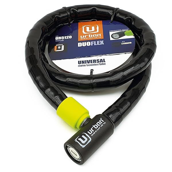 Urban UR5120 Phyton Cable Lock: High-Security Reinforced Steel for Motorcycles & E-Bikes, 120cm Anti-Theft Solution