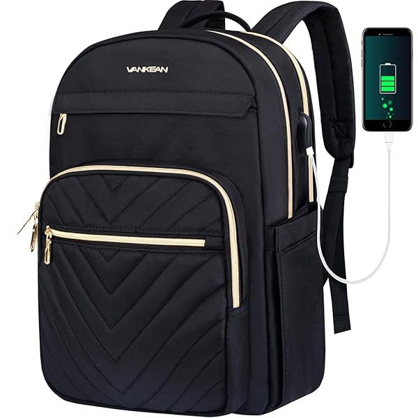 "VANKEAN 15.6" Laptop Backpack: Stylish, Waterproof Work Bag with USB Port for Men & Women - Perfect for College & Travel"