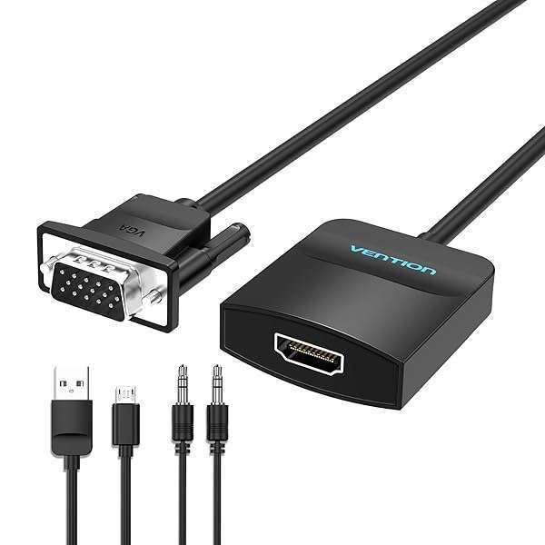 VENTION VGA to HDMI Adapter - 1080P Video Dongle with Audio Cable for PC & Monitor (Not Bi-Directional)