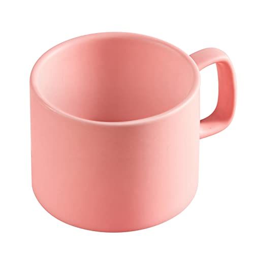 VOBAGA 11 oz Coffee Mug - Pink Flat-Bottom Tea Cup for Home & Office | Perfect for Warming Coffee & Milk