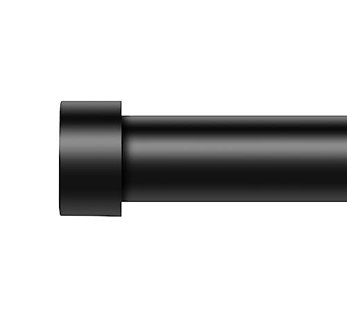 VOIIY Adjustable Black Curtain Rods 48 to 84 Inch Modern Heavy Duty Drapery Rods with End Cap Design for Windows