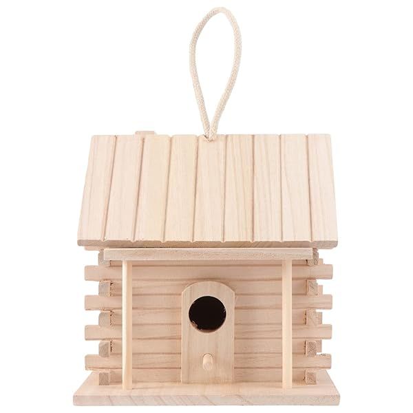 VOSAREA Wooden Bird House Decorative Nest Box for Outdoor Garden and Patio Hanging Bird House