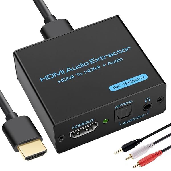 VPFET HDMI Audio Extractor 4K HDMI to Optical 3.5mm AUX Adapter Splitter Converter with HDCP Digital DTS 5.1 PCM Support