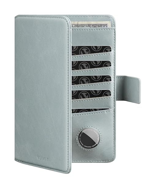 VULKIT Passport Holder Travel Wallet with Airtag Holder RFID Blocking Bifold Cover for Men and Women in Blue