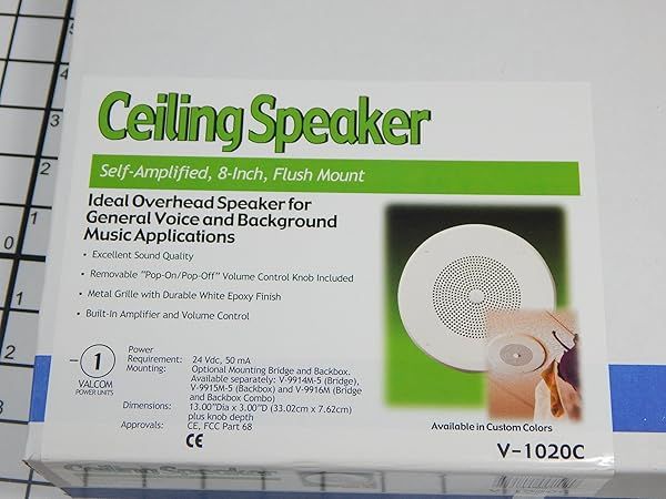 "Valcom 1 Watt 8" Ceiling Speaker (V-1020C) - High-Quality Sound for Any Space"