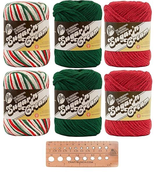 Shop Lily Sugar'n Cream Yarn Holiday Bundle - 100% Cotton Solids & Ombres (6-Pack) | Medium #4 Worsted