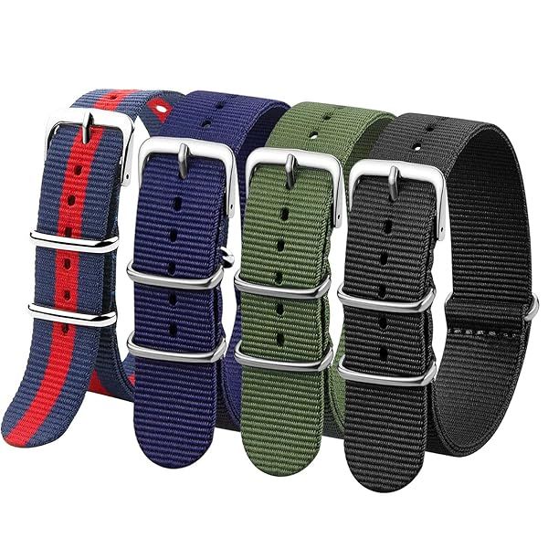 Verbstel Nylon Watchband Replacement Quick Release Heavy Buckle Watchstraps for Men Women (18MM, Red Blue Blue Green Black)