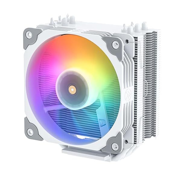 Vetroo V5 White CPU Air Cooler: 120mm PWM, 5 Heat Pipes, RGB Sync for Intel LGA 1700/1200/115X & AMD Ryzen AM4