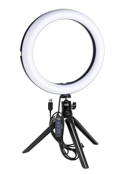 "Vidpro RL-10 LED Ring Light Kit: 10" USB Powered for Portraits, Makeup, Vlogs & YouTube - Adjustable Color Temperature"