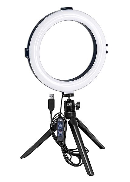 "Vidpro RL-8 LED Ring Light Kit: 8" USB Powered for Portraits, Makeup, Vlogs & More - Adjustable Color Temperature 2800K-6500K"