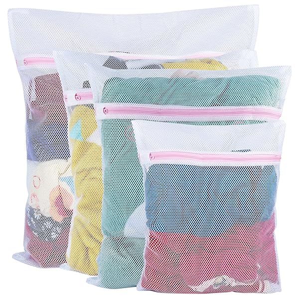 Vivifying Mesh Laundry Bags - 4 Durable Zipper Wash Bags for Delicates, Lingerie, Socks & Stuffed Animals