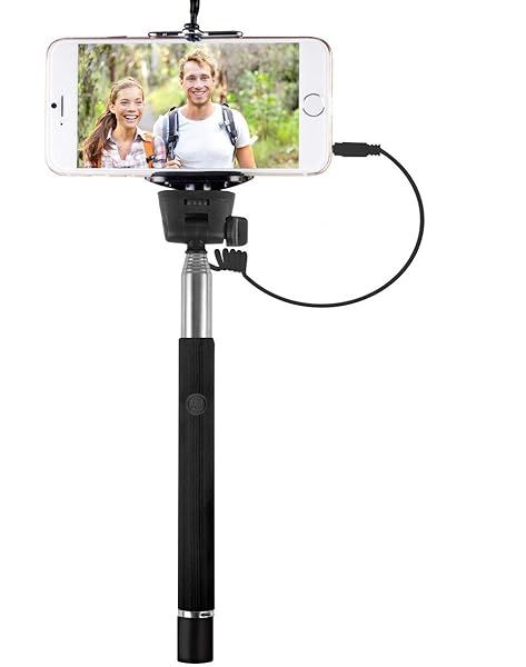 Vivitar Viv-tr-365-blk Smartphone Selfie Wand with Built-In Shutter Release Black for Perfect Selfies and Easy Photography