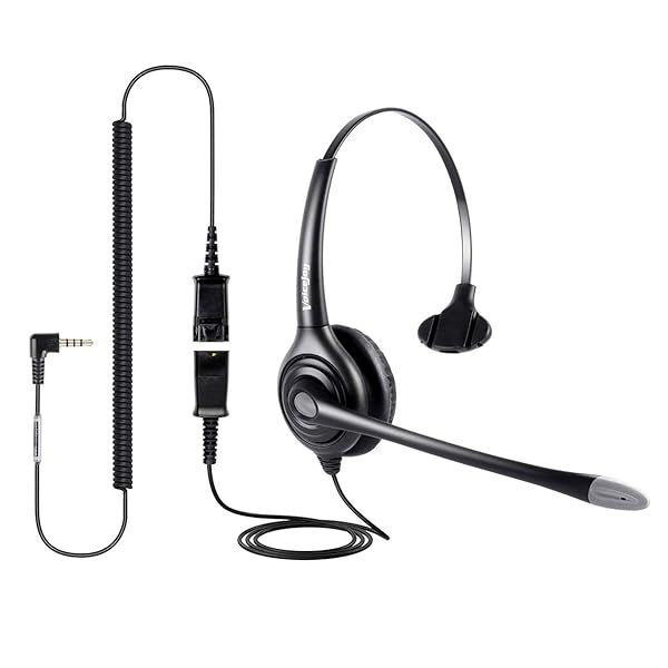 VoiceJoy Cell Phone Headset Noise Cancelling Microphone 3.5mm for iPhone Android Laptop PC Call Center Office Business Skype Softphone