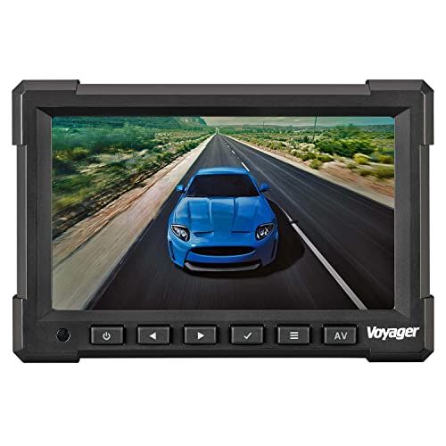 Voyager VOM718 7 Inch LCD Color Backup Monitor with 3 Camera Inputs for Vehicles NTSC PAL Compatible 12V to 24V