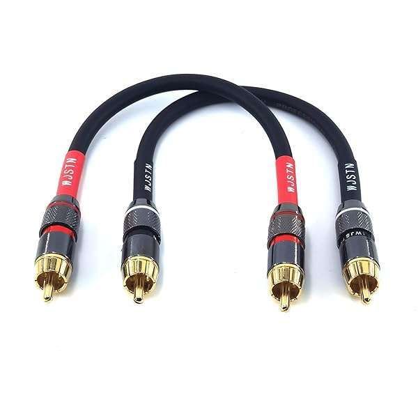 High-Fidelity WJSTN-020 RCA to RCA Audio Cable 2-Pack - 6IN Stereo Converter for Subwoofer & Home Theater