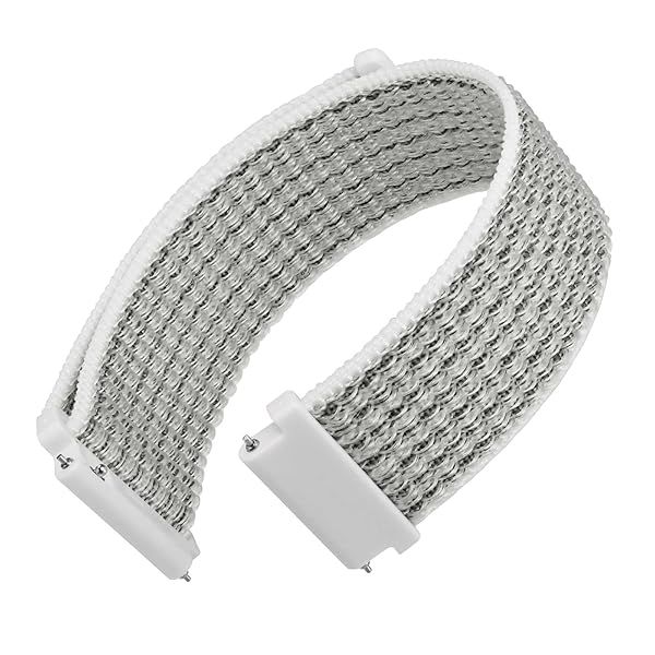 WOCCI 18mm Adjustable Nylon Watch Band, Quick Release Sport Loop Strap (White Gray)