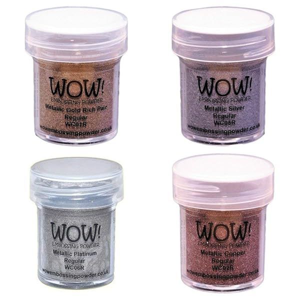 WOW Embossing Powders Regular Metallic Bundle 4 Pack Gold Silver Platinum Copper 15ml
