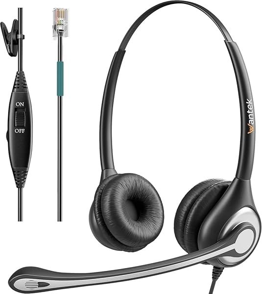 Buy Wantek RJ9 Noise Cancelling Headset for Office Phones - Compatible with Plantronics, Polycom, Avaya & More