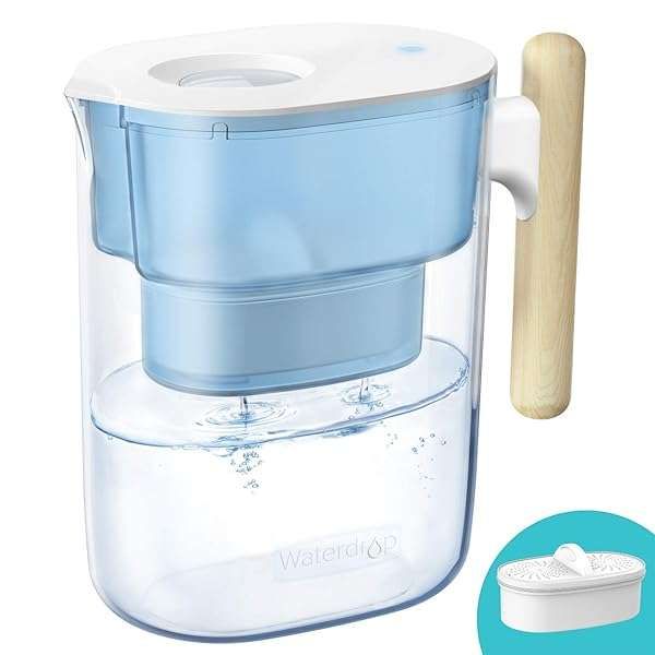 Waterdrop 10-Cup Water Filter Pitcher - NSF Certified, Reduces PFOA/PFOS, 200-Gallon Long-Life, BPA Free, Blue