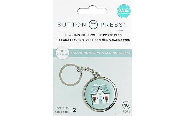 DIY We R Memory Keepers Button Press Keychain Kit - Easy Craft for All Ages, Perfect for Scrapbooking & Special Occasions