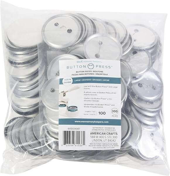 Create Custom Buttons Easily with We R Memory Keepers 100 Pack - Ideal for School, Work & Church Activities
