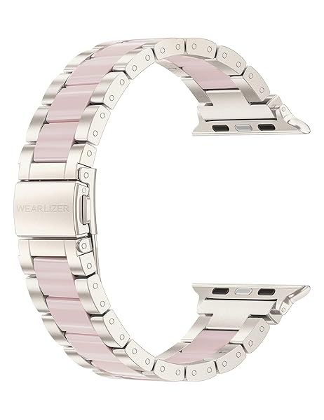 Wearlizer Compatible with Apple Watch Band 38 40 41 42mm Fashion Wristbands Womens, Stainless Steel + Resin Metal Replacement for iWatch Series 11 10