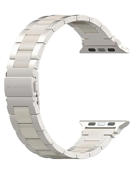 Wearlizer Starlight Resin Compatible with Apple Watch Bands 42 44 45 46 49mm Womens, Wristbands Stainless Steel Replacement Classic Strap Metal
