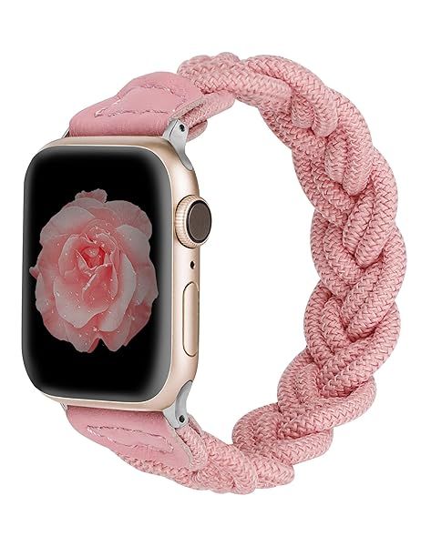Wearlizer Stretchy Braided Band for Apple Watch Women Slim Elastic Solo Loop Strap Compatible with Series 1 to 10 38mm to 49mm
