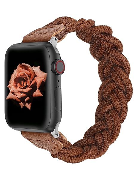 Wearlizer Stretchy Braided Band for Apple Watch Women Slim Elastic Solo Loop Strap Compatible with Series 1 to 10 38mm to 49mm