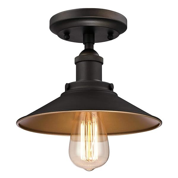 Westinghouse Lighting Louis One-Light Indoor Semi-Flush Ceiling Fixture Oil Rubbed Bronze Finish Metallic Interior