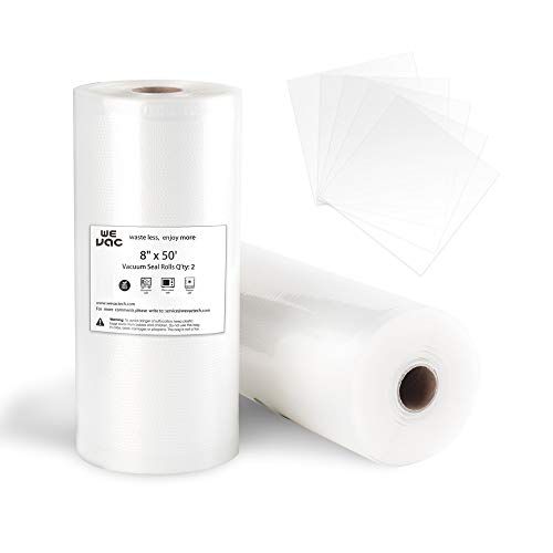 Commercial Grade Wevac Vacuum Sealer Bags 8x50 Rolls - BPA Free, Heavy Duty for Food Storage & Meal Prep