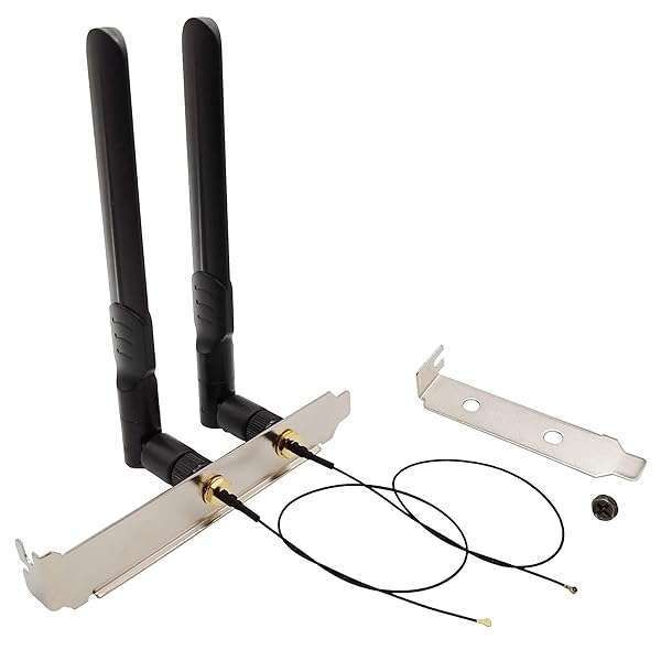 8dBi WiFi Antenna & 10in U.FL to RP-SMA Cable for Dual Band 2.4GHz/5.8GHz - M.2 NGFF Compatible