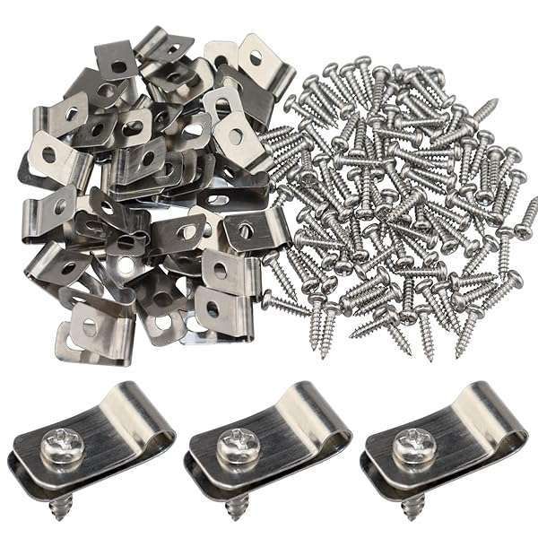 100 Pcs Stainless Steel Wire Fence Clips & Screws for 12-16 Gauge Fencing - Durable Mounting Solution