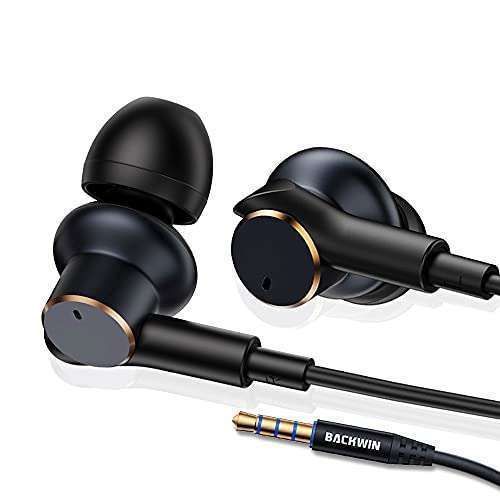 High-Fidelity Wired Headphones: 4-Speaker Noise-Cancelling Earbuds with Mic & Volume Control