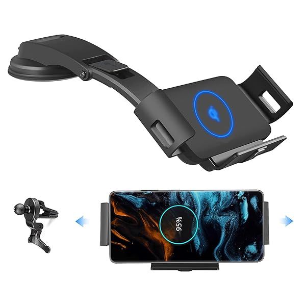 Wireless Car Charger Mount 15W Qi Fast Charging Phone Holder Compatible with Samsung Galaxy S21 S20 Note 10 iPhone 11 12 Pro Max Auto Clamp