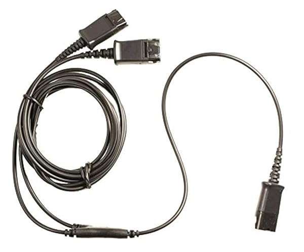 WirelessFinest QD Cable Y Splitter Adapter for Call Center Training - Compatible with Plantronics Headsets