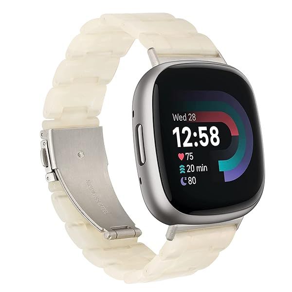Wongeto Resin Bands Compatible with Fitbit Versa 4 Versa 3 Sense 2 Sense Women Men, Elegant Replacement Wristband for Fitbit Versa 4 Fitbit Sense 2