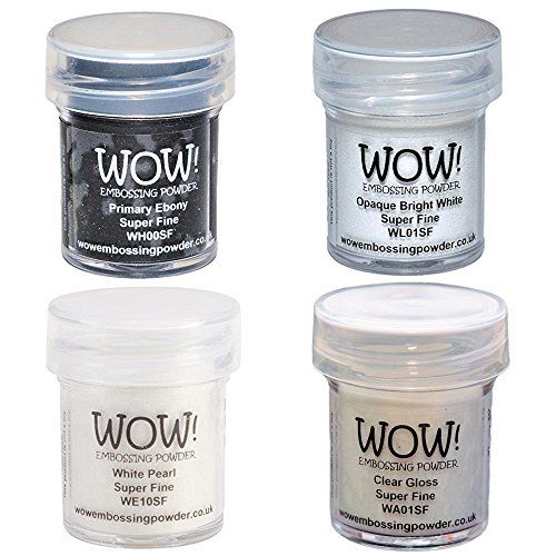 Wow! Embossing Powder Black & White Bundle - Primary Ebony, Opaque Bright White, Clear Gloss (15ML)