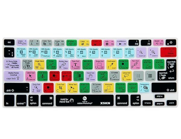 XSKN Adobe Photoshop Shortcuts Keyboard Cover for MacBook Air Pro 13 15 17 inch US European ISO 2015 and Earlier Models