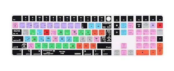 XSKN Logic Pro Silicone Keyboard Cover for 2021 Apple iMac M1 24 Inch Magic Keyboard with Touch ID Numeric Keypad EU US Layout