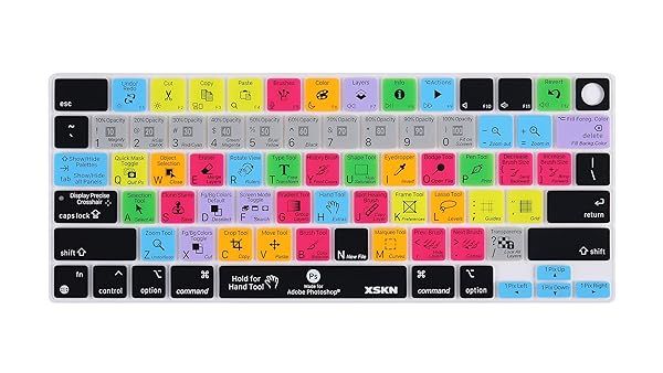 XSKN Photoshop Shortcut Keyboard Cover for 2021 MacBook Pro 14 inch A2442 A2485 with M1 Max Liquid Retina XDR Display Touch ID K-402