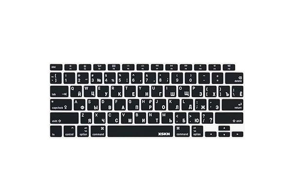 XSKN Bilingual Black Silicone Keyboard Cover for 2020 MacBook Air 13 inch A2179 with Touch ID US Version
