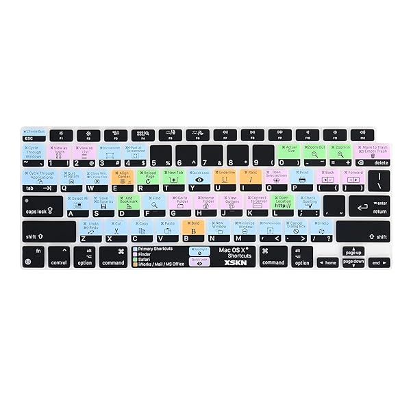 XSKN Silicone Keyboard Cover for 2020 MacBook Air 13.3 inch with Touch ID A2179 A2337 M1 Chip Shortcuts Function and Language Series