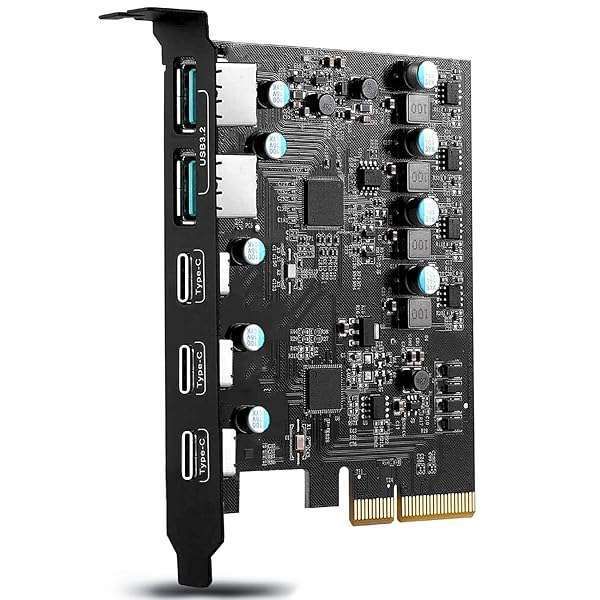 YEELIYA PCIe USB 3.2/3.1 Gen 2 Expansion Card: 3x USB-C & 2x USB-A for Windows & Mac