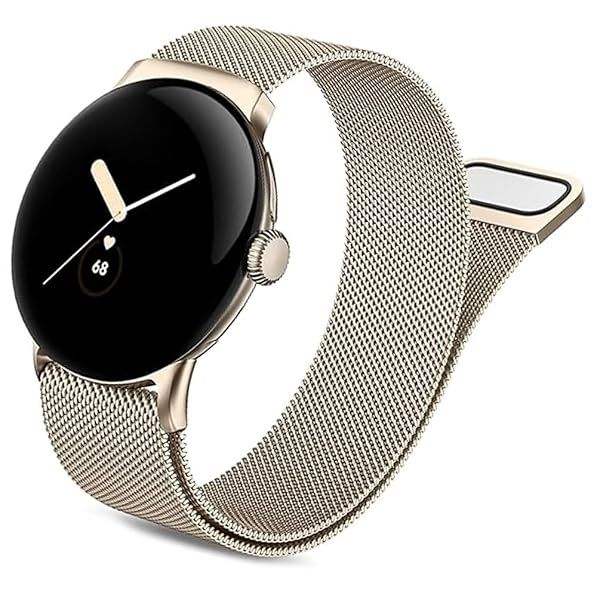 YOFUNTLE Compatible for Google Pixel Watch 3 41mm Band, Women Men Stainless Steel Mesh Loop Magnetic Strap Replacement Wristband for Google Pixel