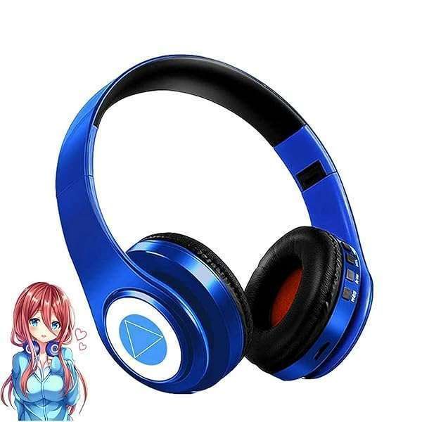 YTDTKJ Nakano Miku Bluetooth Headphones: Foldable Hi-Fi Stereo for Cosplay - Wireless Over-Ear with Mic