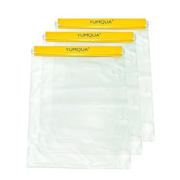 YUMQUA Large Waterproof Bags 3 Pack Clear Pouch for Documents Maps Cameras Phones Keys Ideal for Kayaking Boating Hiking Water Sports Yellow