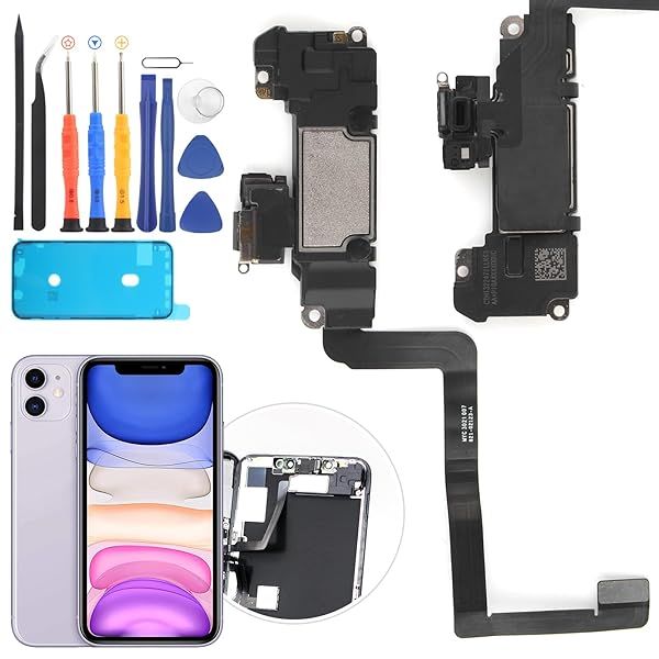 YWLRONG Earpiece Speaker for iPhone 11 - Replacement with Light, Proximity Sensor, Flex Cable and Repair Tools