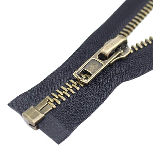 "YaHoGa 24" Antique Brass Heavy Duty Metal Zipper for Jackets & Crafts - Durable Y-Teeth Design"